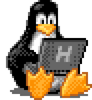 Tux on a laptop gif